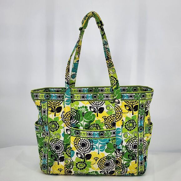 Vera Bradley Retired Limes Up Green Large Weekender Get Going Tote Bag RARE - Picture 5 of 11